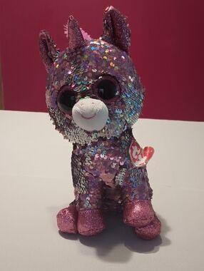 Ty Sequin Pink Unicorn Plush with Glitter Accents